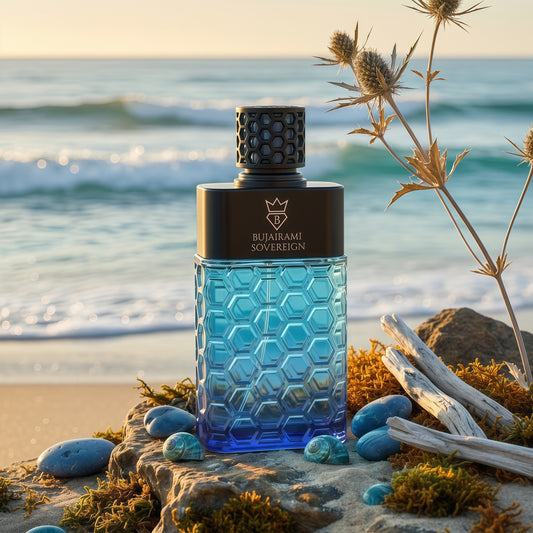 Bujairami Sovereign Eau de Parfum Hombre 100ml Fragancia Cítrica Ambarada y Amaderada con Notas de Limón Bergamota y Jengibre para Otoño e Invierno