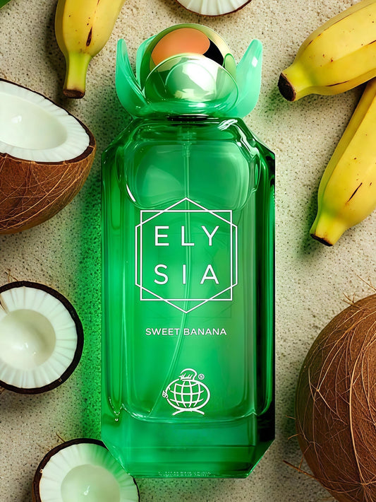 Fragrance World Elysia Sweet Banana Fragance World 100ml Perfume Mujer Aroma Dulce y Tropical con Banana Madura y Coco Cremoso