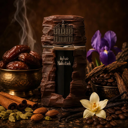 Nabatieh Extrait de Parfum Unisex 100ml Fragancia Gourmand Especiada y Amaderada con Cardamomo Canela Almendra Vainilla Café y Akigala Wood para Otoño e Invierno