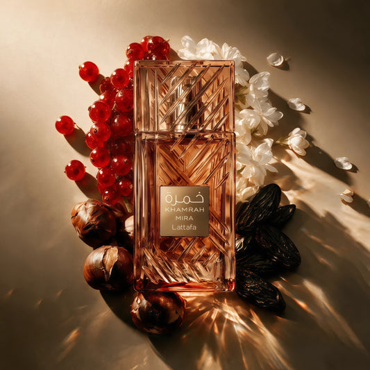 Lattafa Khamrah Mira Eau De Parfum 100ml Fragancia Oriental Vainilla para Mujer Notas de Grosella Roja y Mandarina Lanzada en 2026