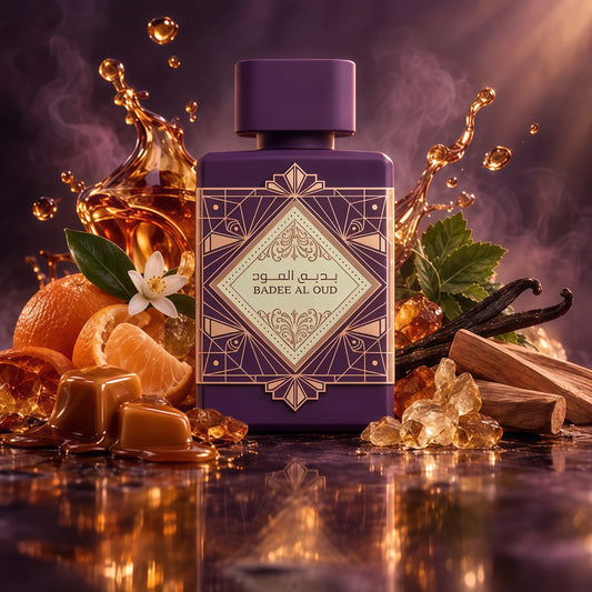 Bade'e Al Oud Amethyst Fusion 100ml Eau de Parfum Unisex Fragancia Cálida Dulce y Envolvente con Notas de Amaretto Ron y Mandarina