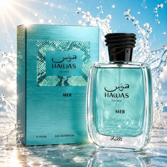 Hawas La mer Eau de Parfum Hombre 100ml Fragancia Fresca Afrutada y Amaderada con Menta Cítricos y Frutas para Hombres Modernos