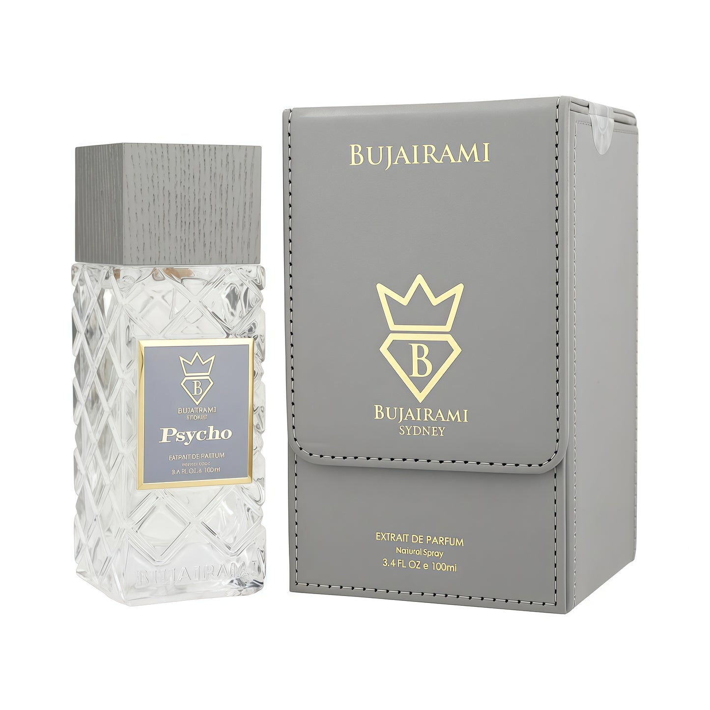 Bujairami Psycho Extrait de Parfum Hombre 100 ml Fragancia Cítrica Fresca y Vibrante para Uso Diario y Estaciones Cálidas