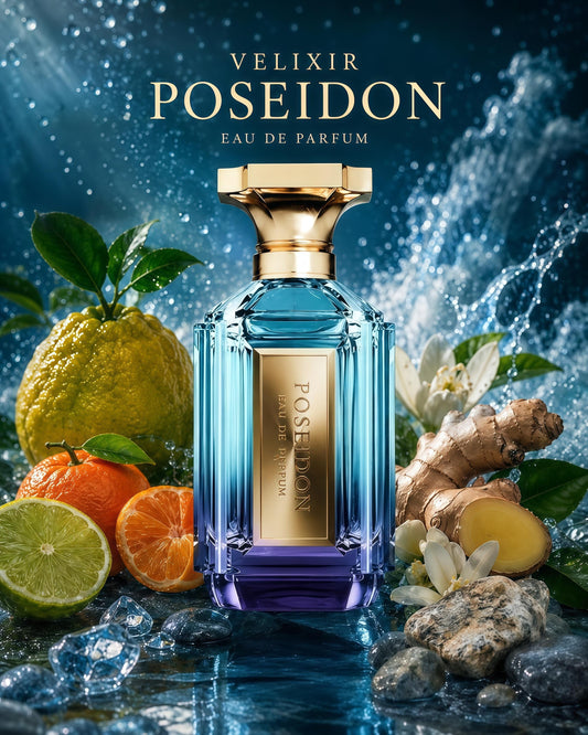 Velixir Poseidon Eau de Parfum Unisex 100ml | Fragancia Cítrica, Fresca y Ambarada