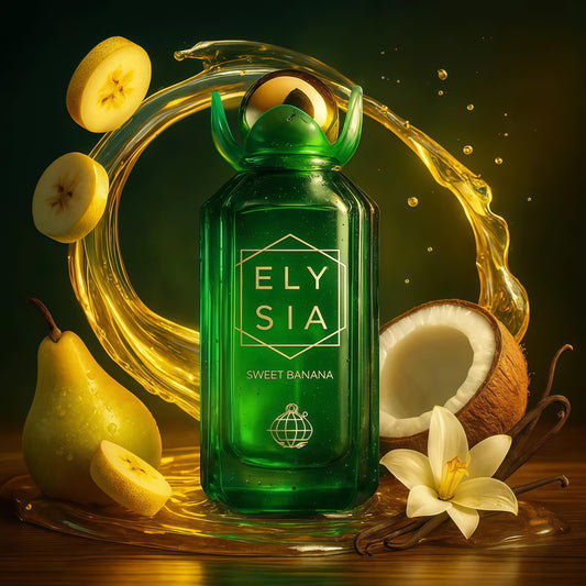 Fragrance World Elysia Sweet Banana Fragance World 100ml Perfume Mujer Aroma Dulce y Tropical con Banana Madura y Coco Cremoso