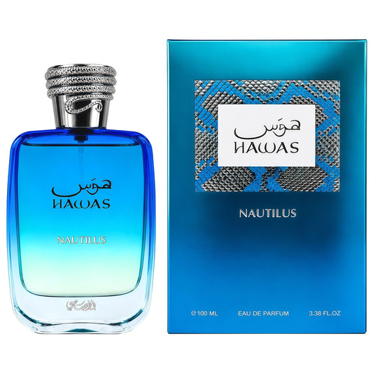 Hawas Nautilus Eau de Parfum Hombre 100 ml Fragancia Marina Amaderada y Fresca para Hombres Modernos con Notas Minerales y Maderas Nobles