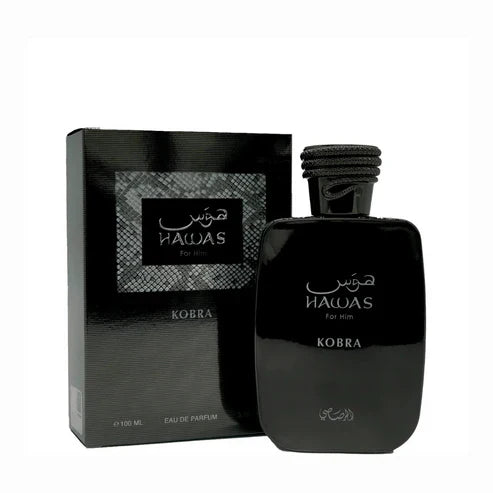 Hawas Kobra Rasasi 100ML – Perfume Masculino Oriental Amaderado con Jengibre, Canela y Ámbar