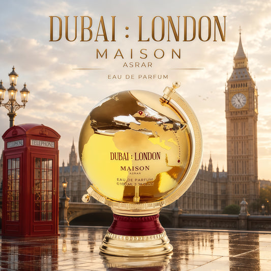 Maison Asrar Dubai: London Eau de Parfum Unisex 100 ml Fragancia Cítrica Empolvada y Amaderada Elegante y Moderna