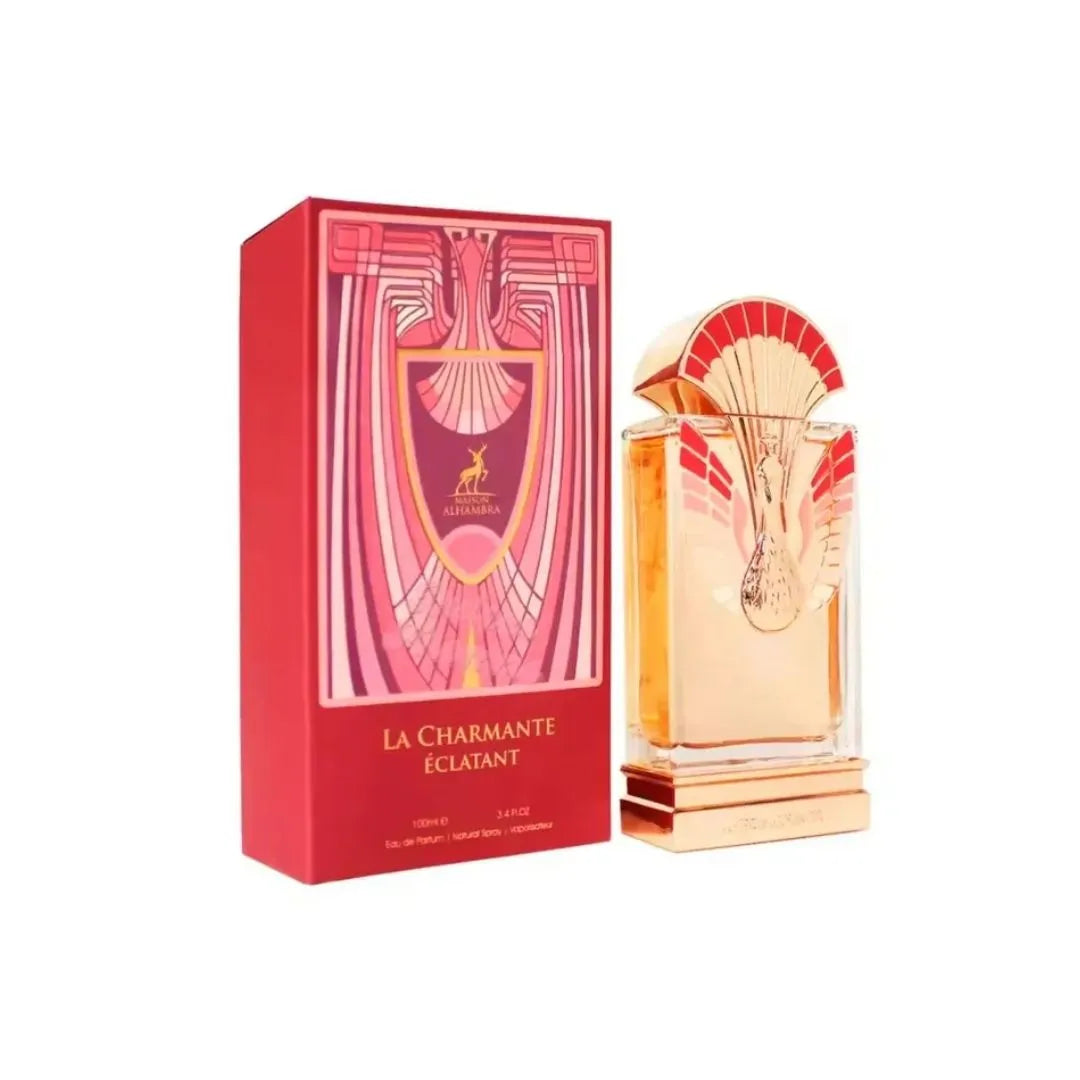La Charmante Éclatant de Maison Alhambra 100ml frescura frutal, dulzura floral y calidez gourmand Fragancia Aromática Cítrica Ámbar Aromático