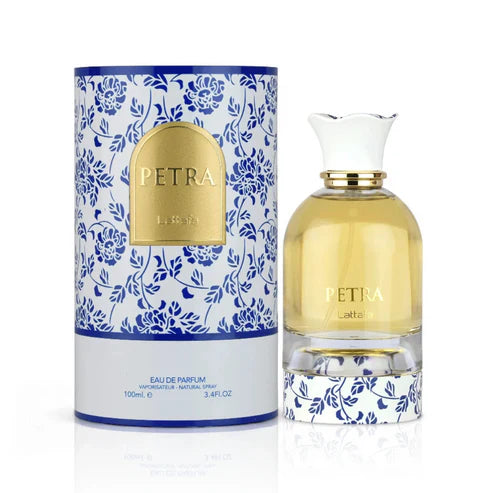 Petra de Lattafa 100ML – Perfume de Mujer Oriental Floral con Coco, Praliné y Ron (Inspirado en el Mediterráneo)