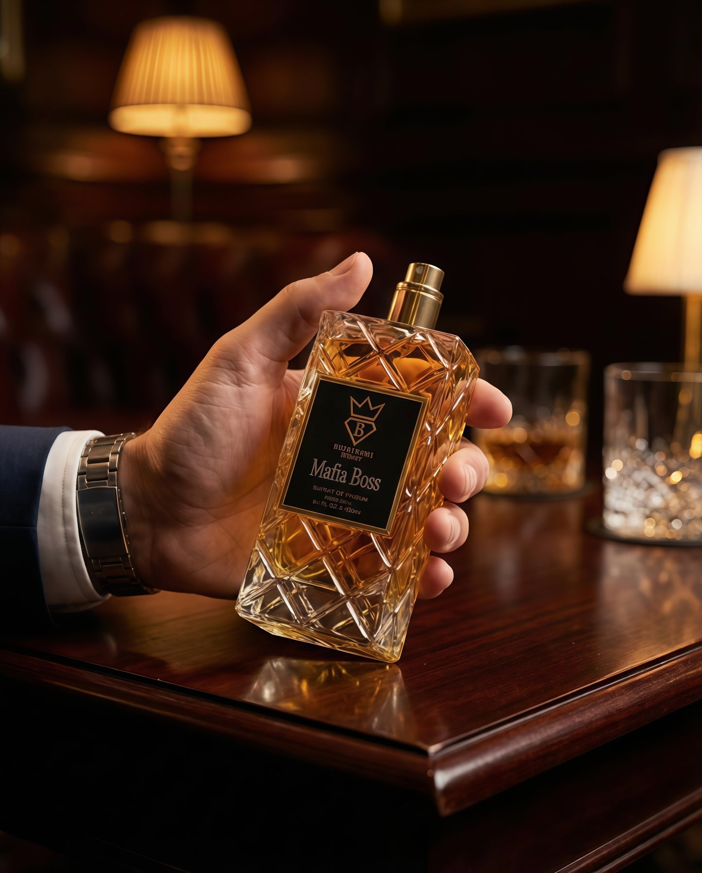 Bujairami Mafia Boss Extrait de Parfum Hombre 100 ml Fragancia Especiada Amaderada y Cuero para Hombres Elegantes y Sofisticados