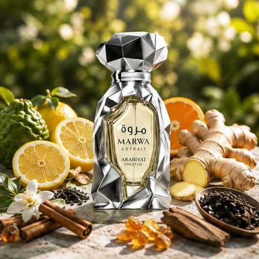 Marwa-Extrait de Parfum Hombre 60ml Fragancia Cítrica Aromática Amaderada e Incienso para Uso Diario y Ocasiones Especiales