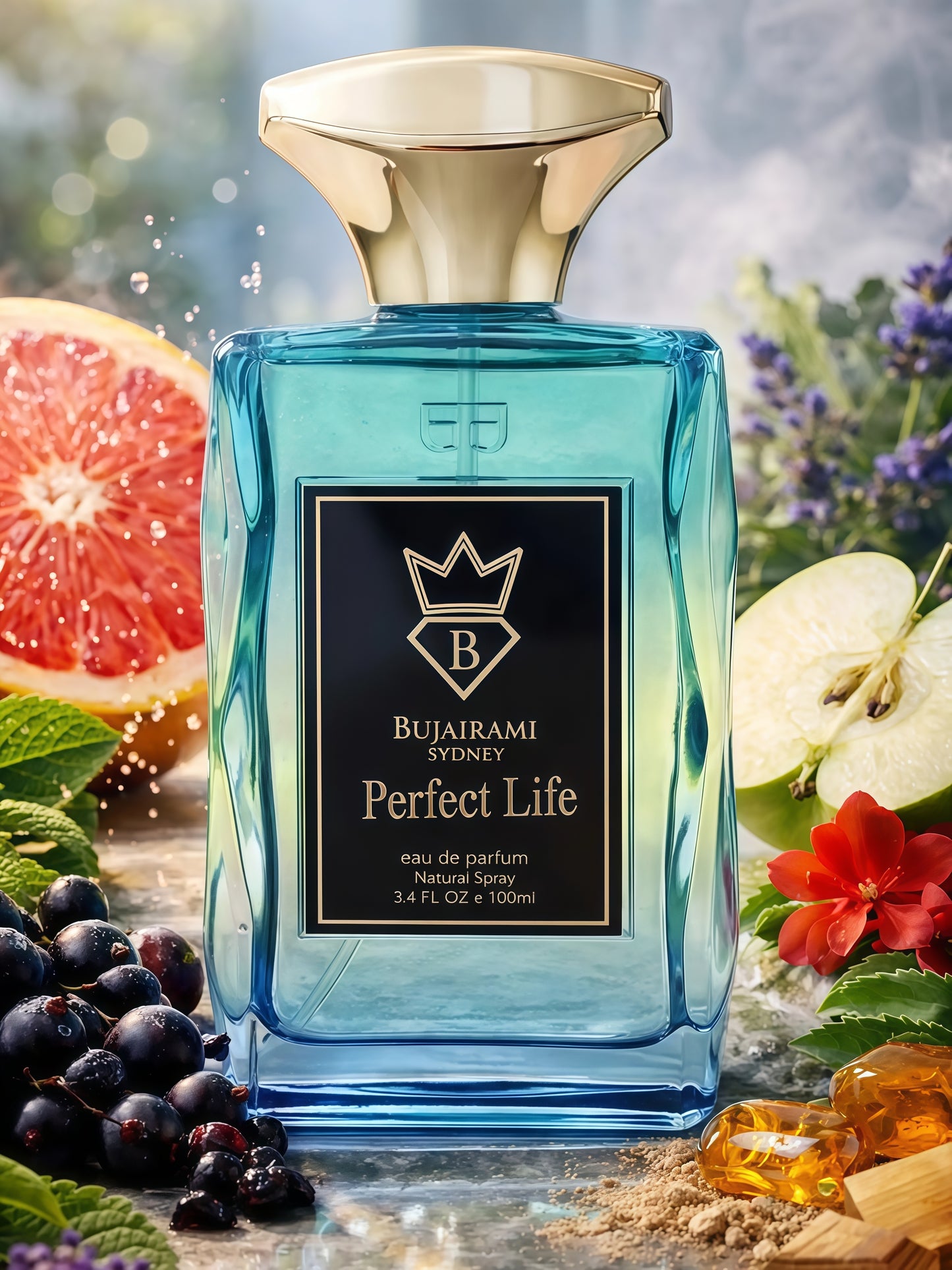 Bujairami Perfect Life 100ml Eau de Parfum Unisex Fragancia Afrutada Aromática y Amaderada para Uso Diario y Ocasiones Especiales