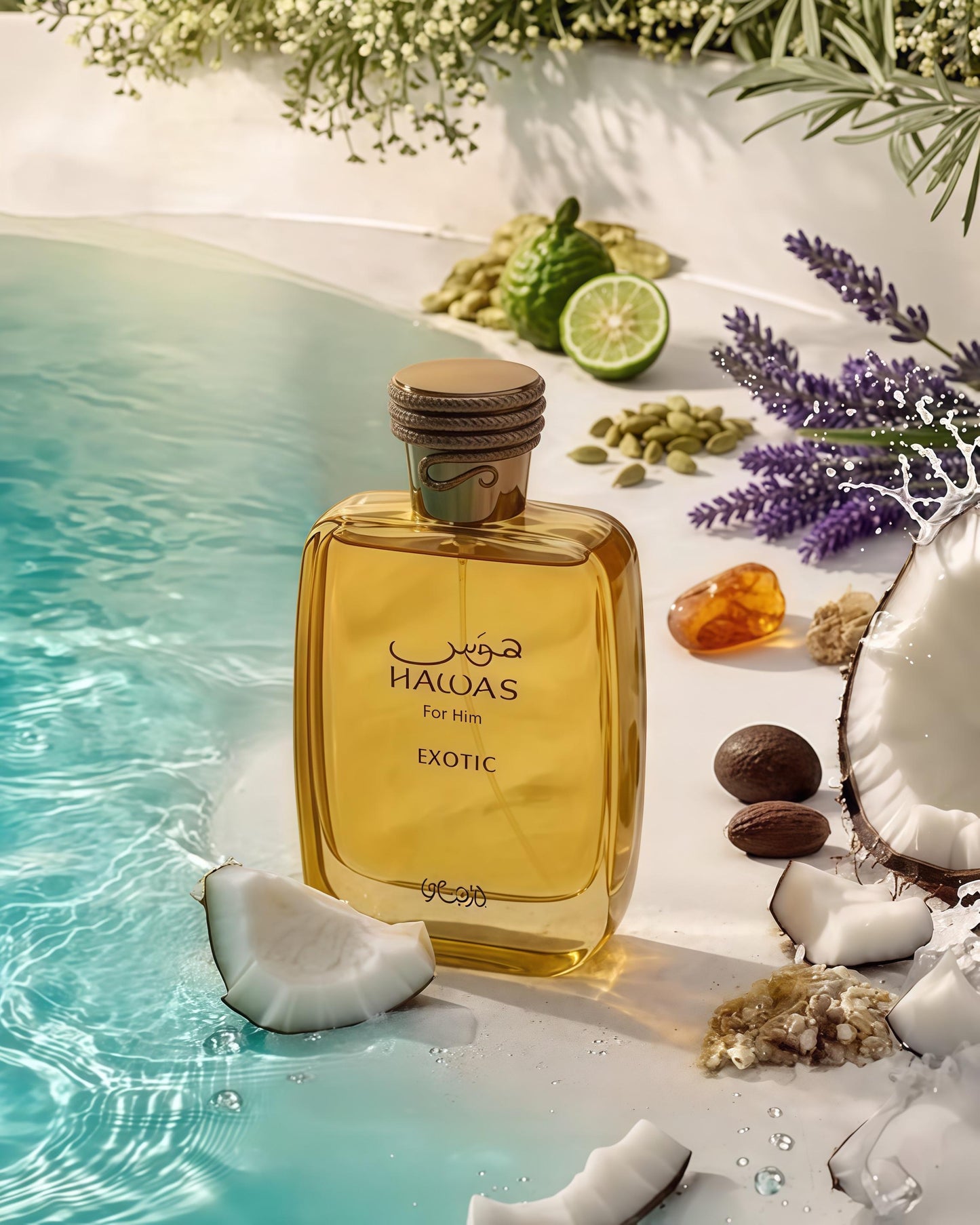 Hawas Exotic Eau de Parfum Hombre 100ml Fragancia Aromática Especiada y Ambarada con Notas de Coco y Especias para Otoño e Invierno