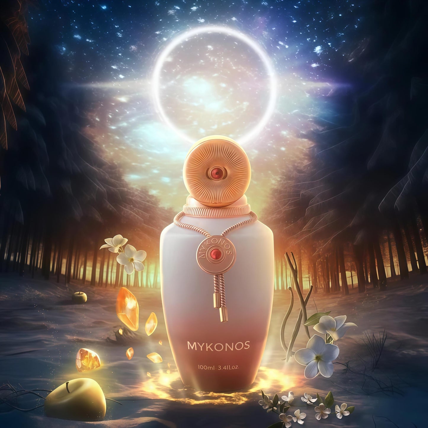 Mykonos Satin Blanc Extrait de Parfum Unisex 100ml Fragancia Fresca Floral y Ambarada con Notas de Bergamota y Ámbar Blanco 100ml