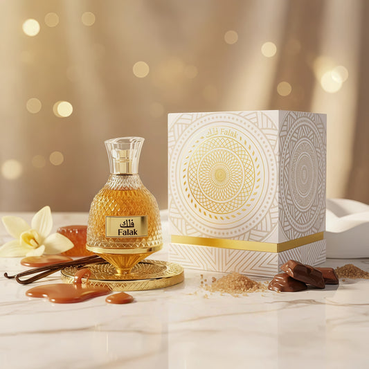 NUSUK FALAK - Perfume Unisex Oriental Gourmand 100ml RIIFFS Aroma Dulce y Elegante con Vainilla Caramelo y Almizcle para Experiencia Sensorial Deliciosa