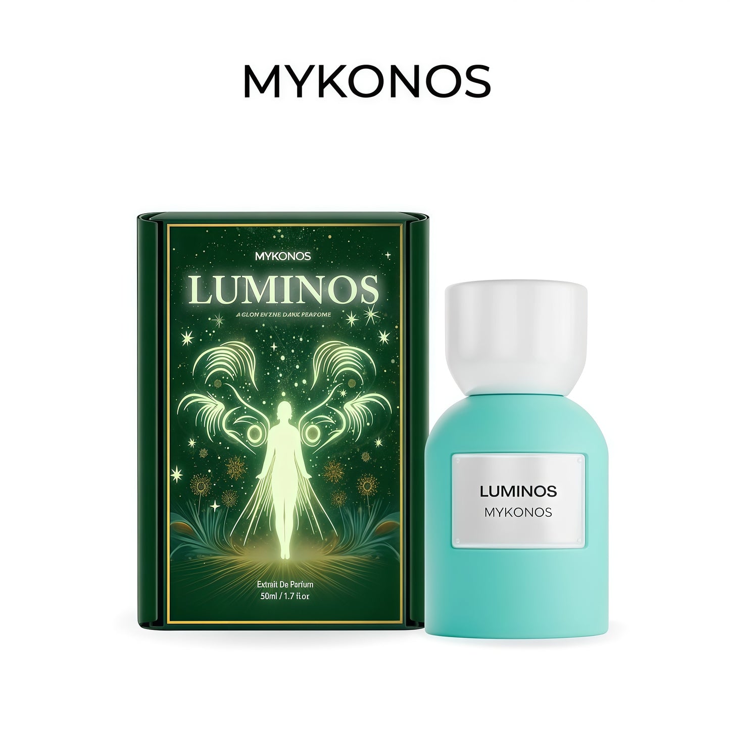 Mykonos Luminos Extrait De Parfum 50ml Fragancia Unisex Afrutada y Cremosa con Notas de Manzana y Plátano Blue Java Ideal para Momentos Especiales