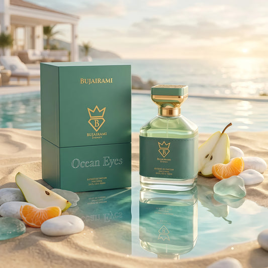 Bujairami Ocean Eyes Extrait de Parfum Unisex 100 ml Fragancia Cítrica Almizclada y Ambarada Fresca y Elegante para Uso Diario
