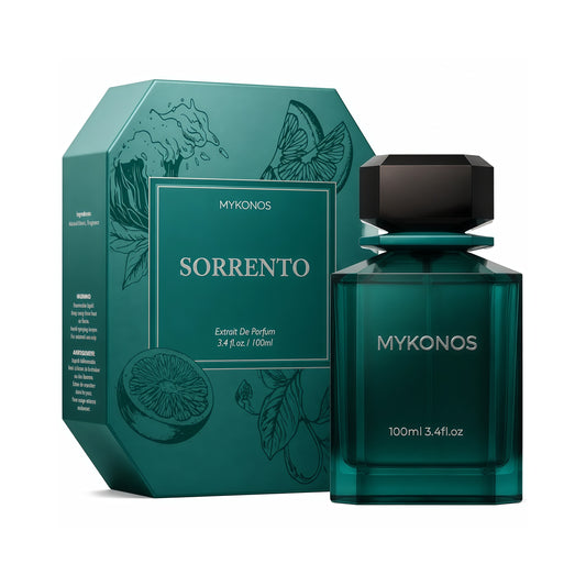 Mykonos Sorrento Extrait de Parfum Unisex 100 ml Fragancia Cítrica Acuática y Ambarada Inspirada en la Costa Mediterránea Italiana Fresca y Elegante
