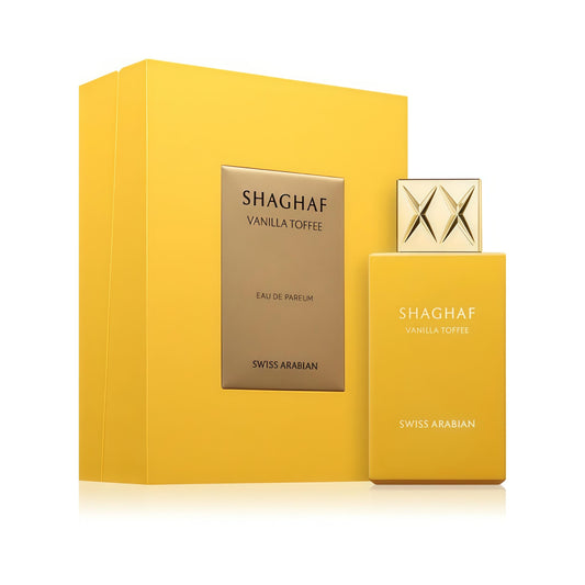 Shaghaf Vanilla Toffee 75ml Eau de Parfum Unisex Fragancia Gourmand Avainillada Dulce y Cálida con Toffee de Mantequilla y Café Árabe