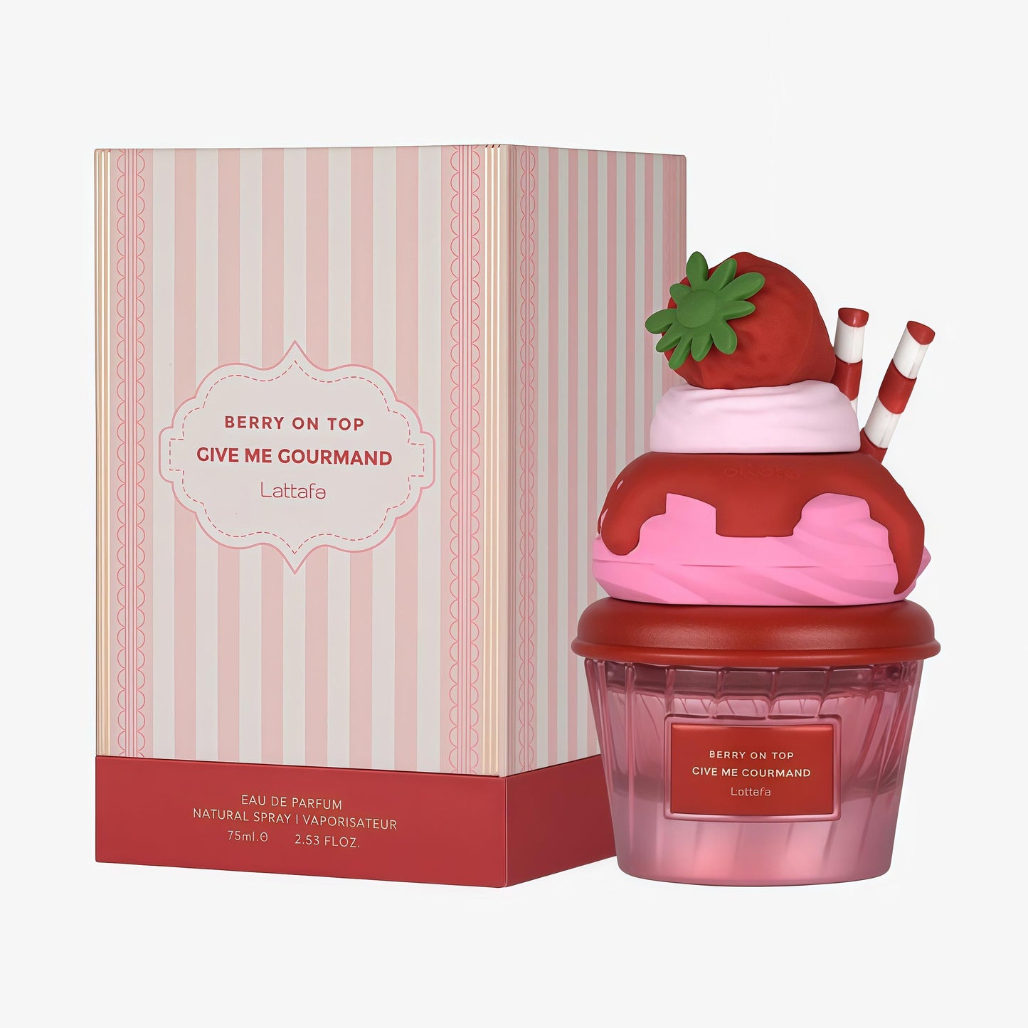 Lattafa Berry On Top Give Me Gourmand 75ml Perfume Unisex Aroma Dulce y Sofisticado con Notas de Fresa y Crema Caramelizada Ideal para Momentos Especiales De Larga Duración