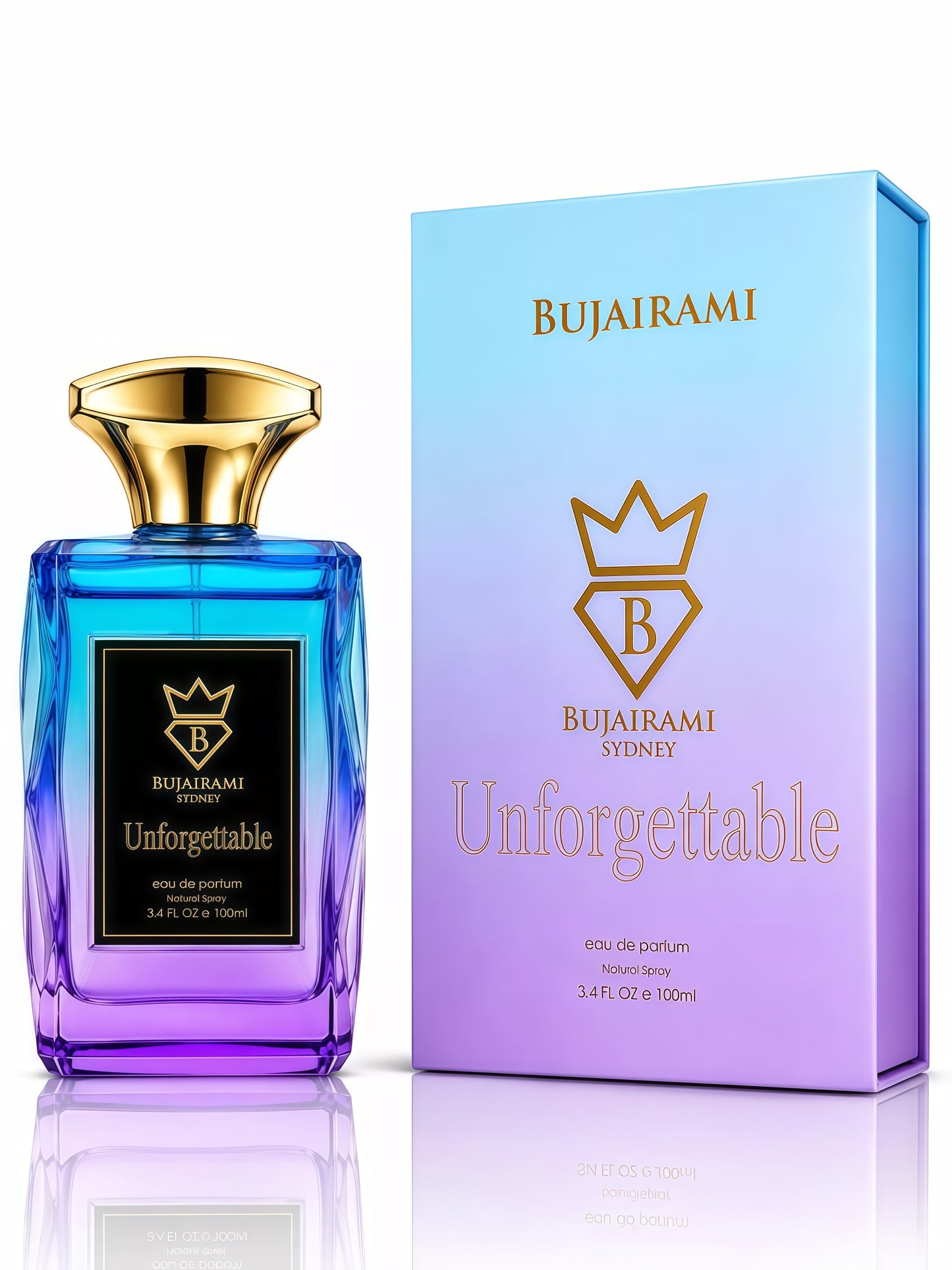 Bujairami Unforgettable Eau de Parfum Unisex 100 ml Fragancia Cítrica Fresca y Vibrante con Pomelo Bergamota y Jengibre