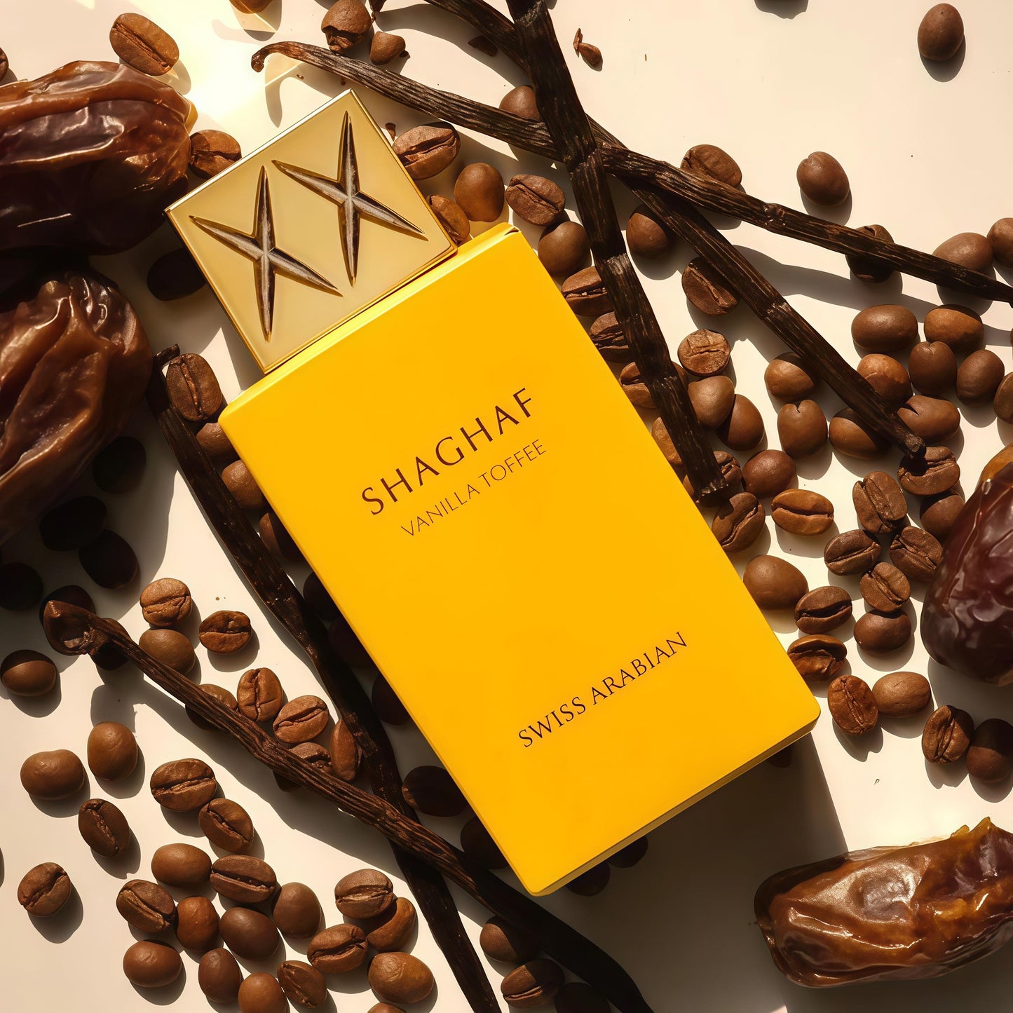 Shaghaf Vanilla Toffee 75ml Eau de Parfum Unisex Fragancia Gourmand Avainillada Dulce y Cálida con Toffee de Mantequilla y Café Árabe