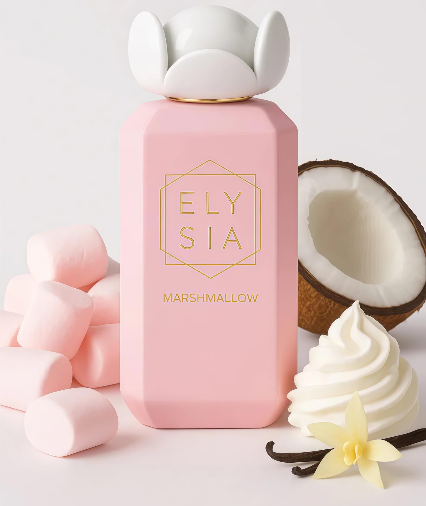 Elysia Marshmallow Fragance World 100ml perfume mujer Perfume Femenino Dulce y Cremoso | Fresa, Marshmallow y Vainilla | Aroma Goloso, Suave y Adictivo