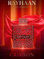 Rayhaan Crimson Eau de Parfum Intenso para Hombre 100 ml Notas de Canela Pimienta Rosa y Pachulí Frasco Rojo con Motivo Geométrico Oriental