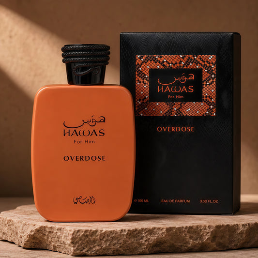 Rasasi Hawas Overdose para Hombres Fragancia Oriental Especiada con Notas de Flor de Azahar Ámbar y Vainilla 100ml