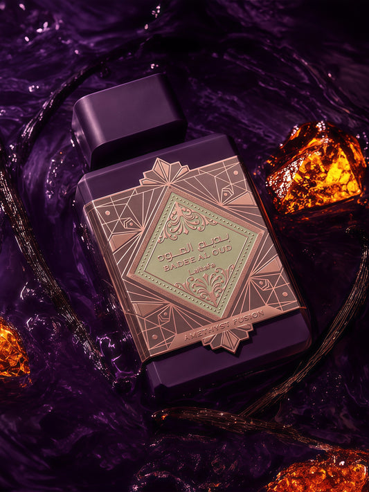 Bade'e Al Oud Amethyst Fusion 100ml Eau de Parfum Unisex Fragancia Cálida Dulce y Envolvente con Notas de Amaretto Ron y Mandarina