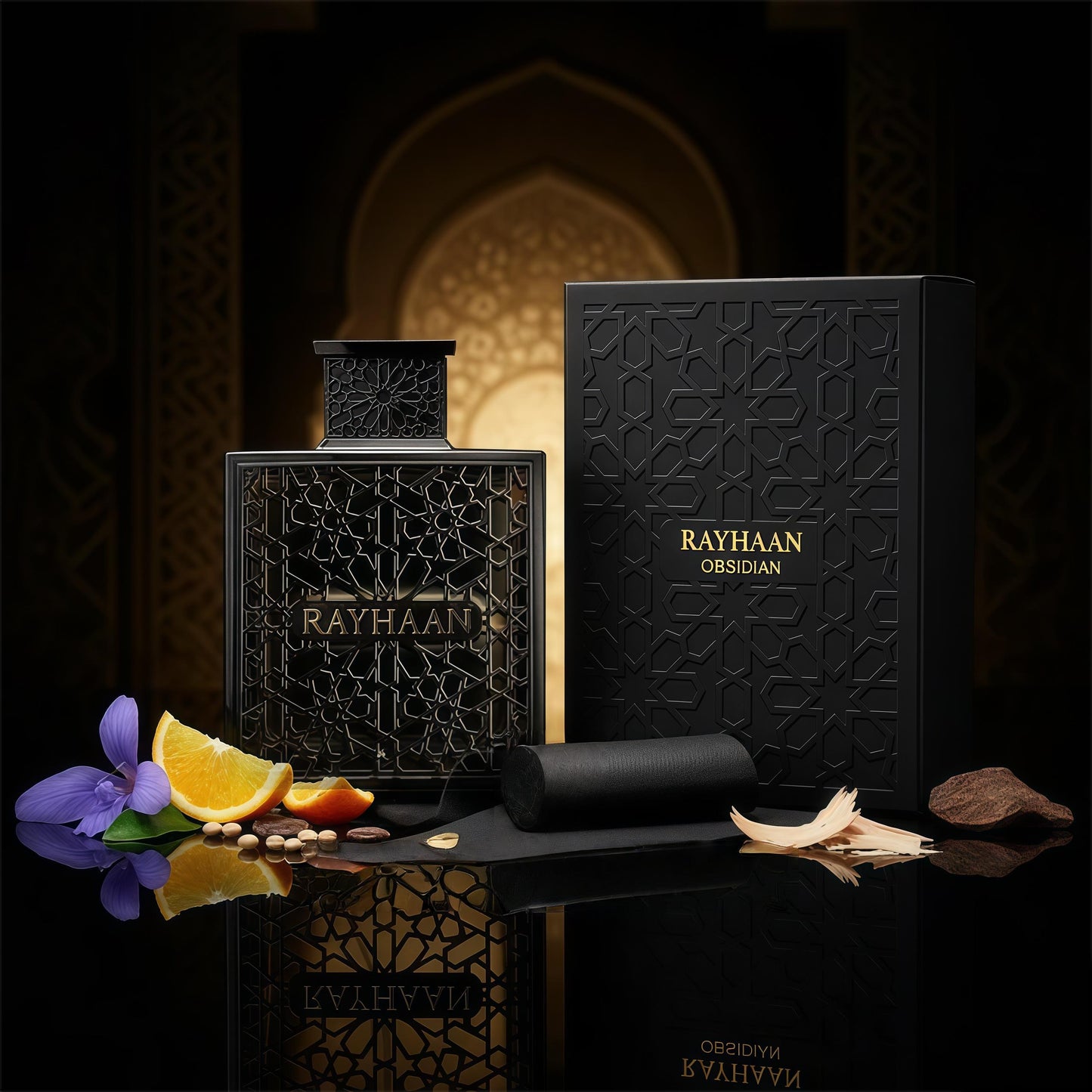 Rayhaan Obsidian 100ML – Perfume Masculino Oriental Elegante | Iris, Cuero y Oud Sofisticado