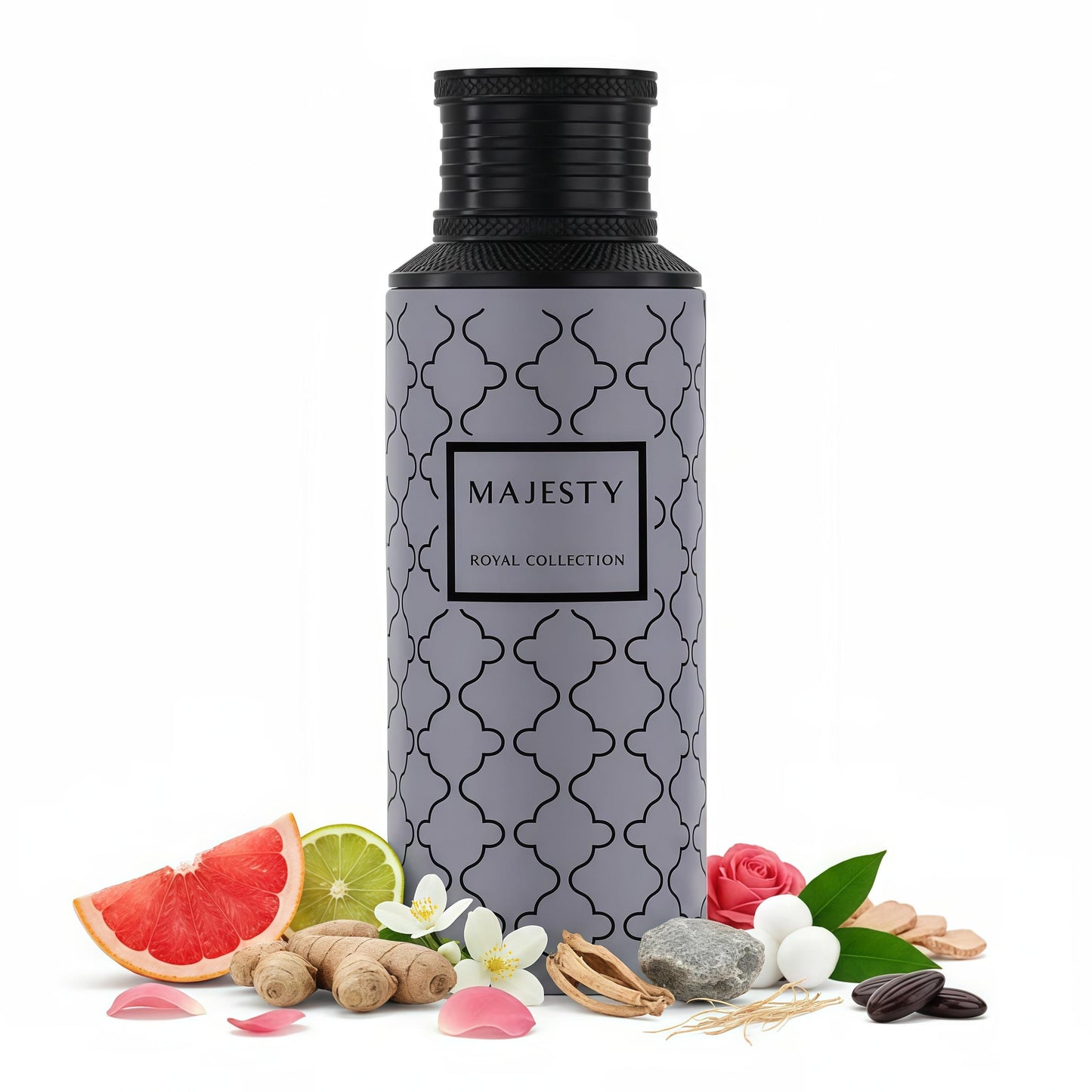 Maison Asrar Majesty Eau de Parfum Unisex Cítrico Aromático Floral Amaderado para Hombres y Mujeres Notas de Pomelo Jengibre y Bergamota Alta Proyección Persistente