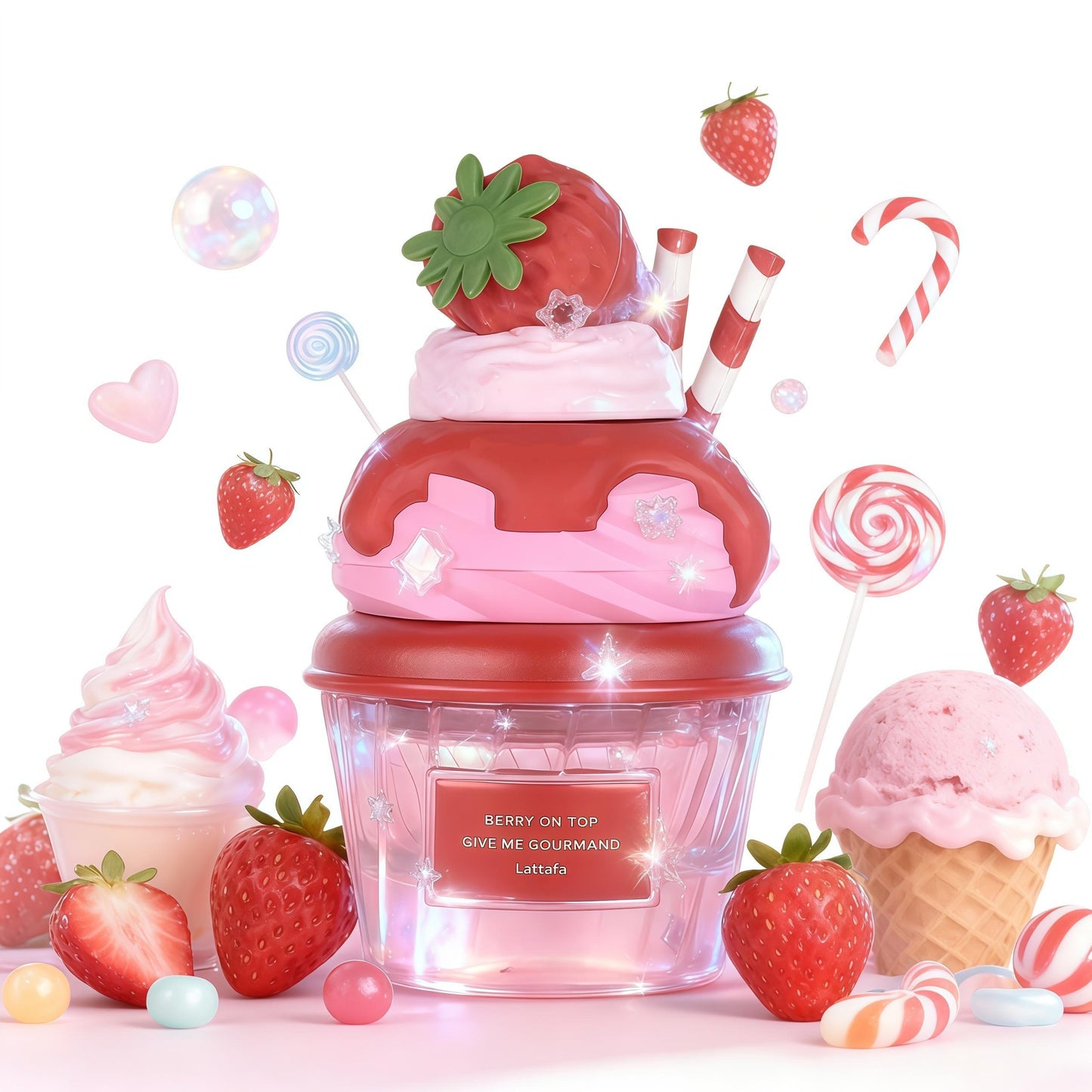 Lattafa Berry On Top Give Me Gourmand 75ml Perfume Unisex Aroma Dulce y Sofisticado con Notas de Fresa y Crema Caramelizada Ideal para Momentos Especiales De Larga Duración