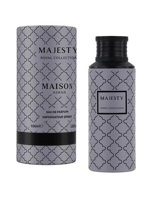 Maison Asrar Majesty Eau de Parfum Unisex Cítrico Aromático Floral Amaderado para Hombres y Mujeres Notas de Pomelo Jengibre y Bergamota Alta Proyección Persistente