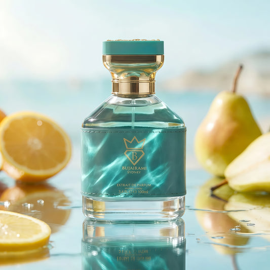 Bujairami Ocean Eyes Extrait de Parfum Unisex 100 ml Fragancia Cítrica Almizclada y Ambarada Fresca y Elegante para Uso Diario