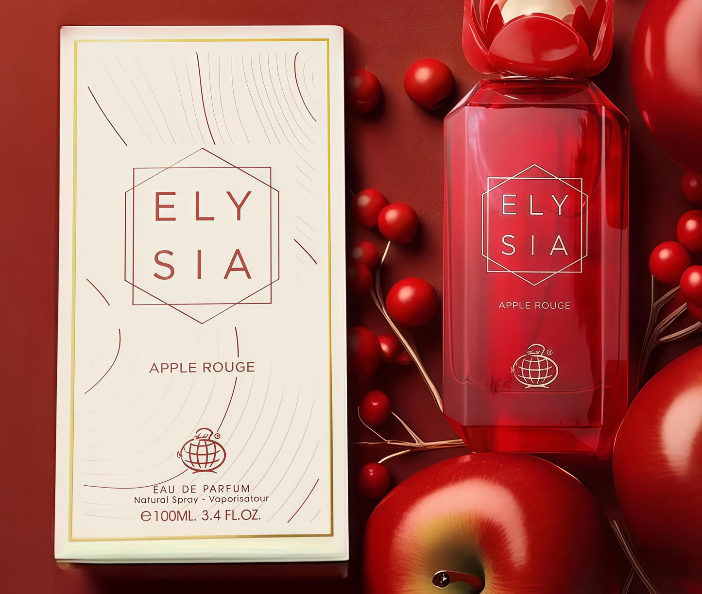 Fragrance World Elysia Apple Rouge Perfume Mujer 100ml Aroma Frutal Fresco y Romántico Ideal para Uso Diario y Eventos Especiales