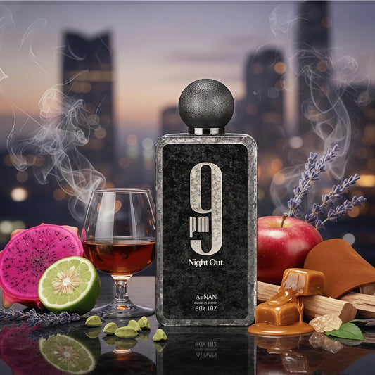 Afnan 9 PM Night Out Eau de Parfum Unisex con Notas Afrutadas Especiadas y Ámbar Perfume Moderno y Nocturno con Fruta del Dragón y Cardamomo