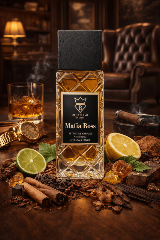 Bujairami Mafia Boss Extrait de Parfum Hombre 100 ml Fragancia Especiada Amaderada y Cuero para Hombres Elegantes y Sofisticados
