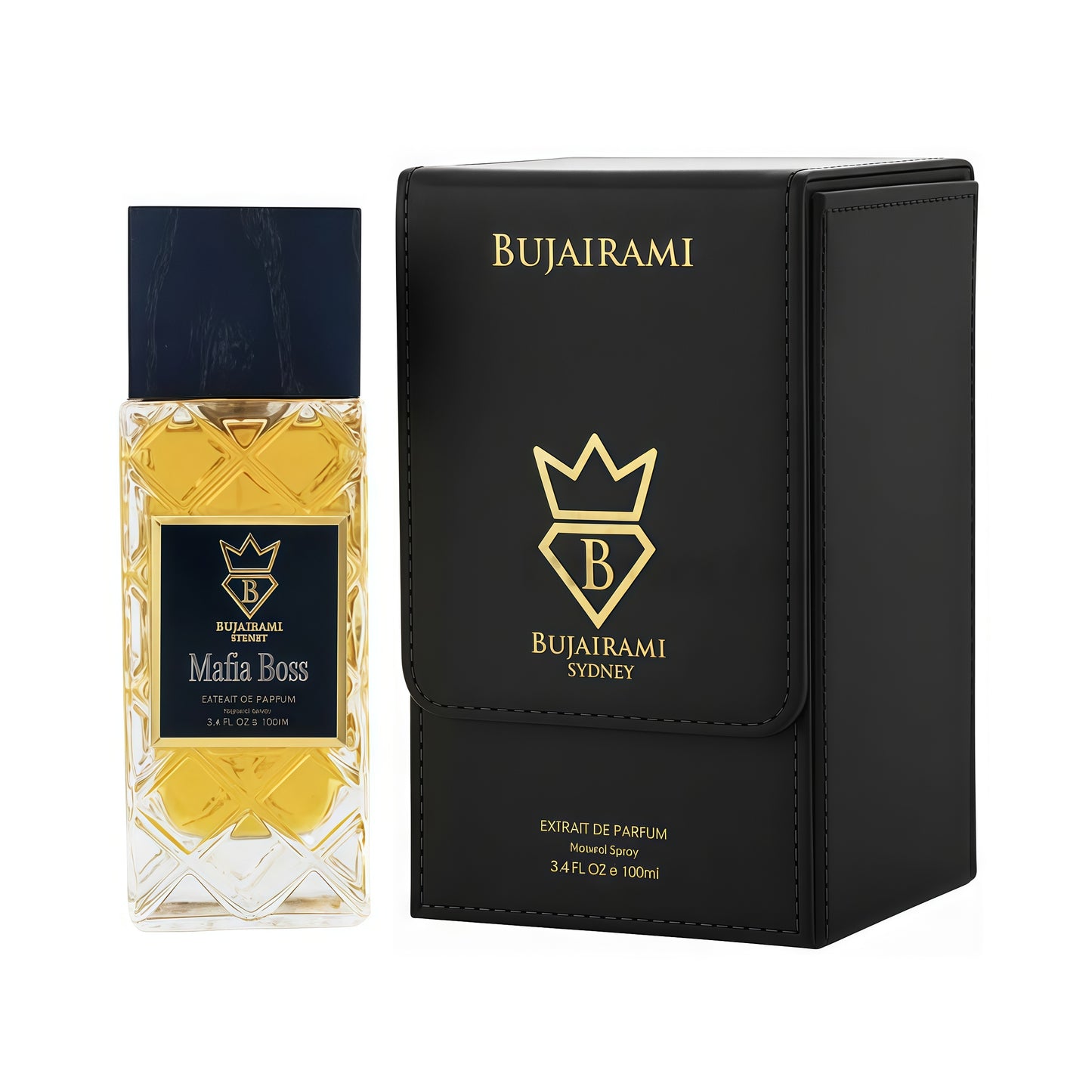Bujairami Mafia Boss Extrait de Parfum Hombre 100 ml Fragancia Especiada Amaderada y Cuero para Hombres Elegantes y Sofisticados