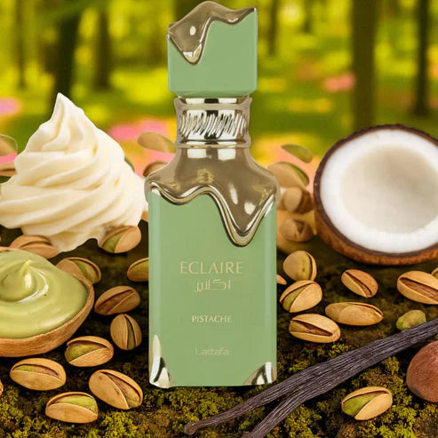 Eclaire Pistache Lattafa 100ML – Perfume Unisex Oriental Vainilla con Pistacho, Coco y Vainilla