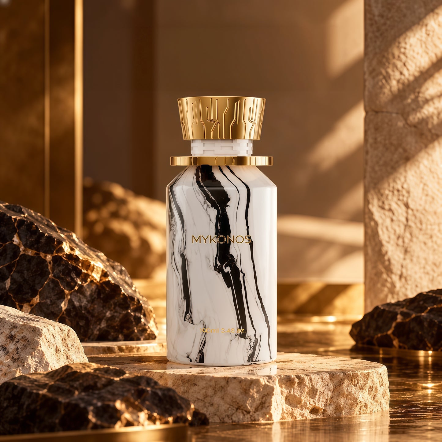 Mykonos On The Rocks Extrait de Parfum Unisex 100ml - Fragancia Moderna con Notas Cítricas, Florales y Gourmand para Hombres y Mujeres