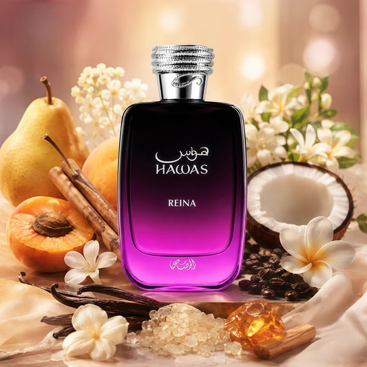 Rasasi Hawas Reina Rasasi para Hombres y Mujeres Fragancia Sofisticada con Notas Afrutadas Florales y Gourmand 100ml