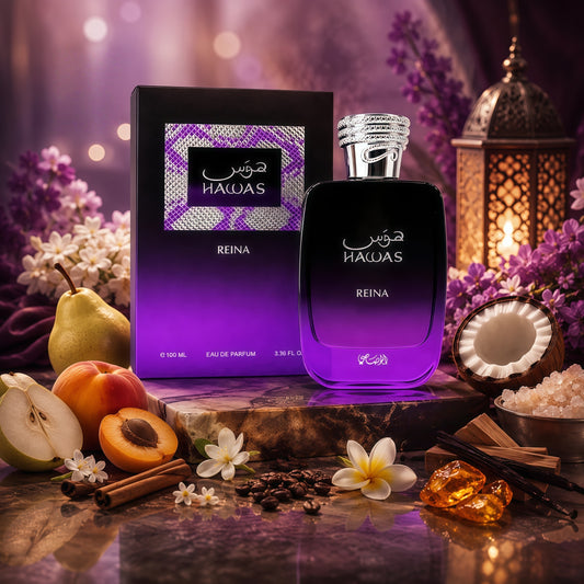 Rasasi Hawas Reina Rasasi para Hombres y Mujeres Fragancia Sofisticada con Notas Afrutadas Florales y Gourmand 100ml