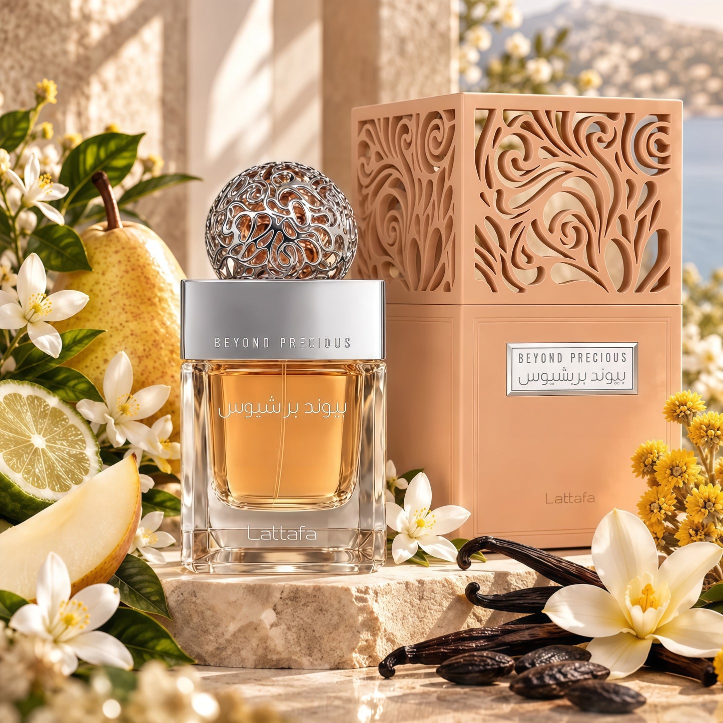 Lattafa Beyond Precious Eau De Parfum 100ml Perfume Femenino Fragancia Delicada y Sofisticada con Notas de Bergamota Pera y Neroli para Mujer