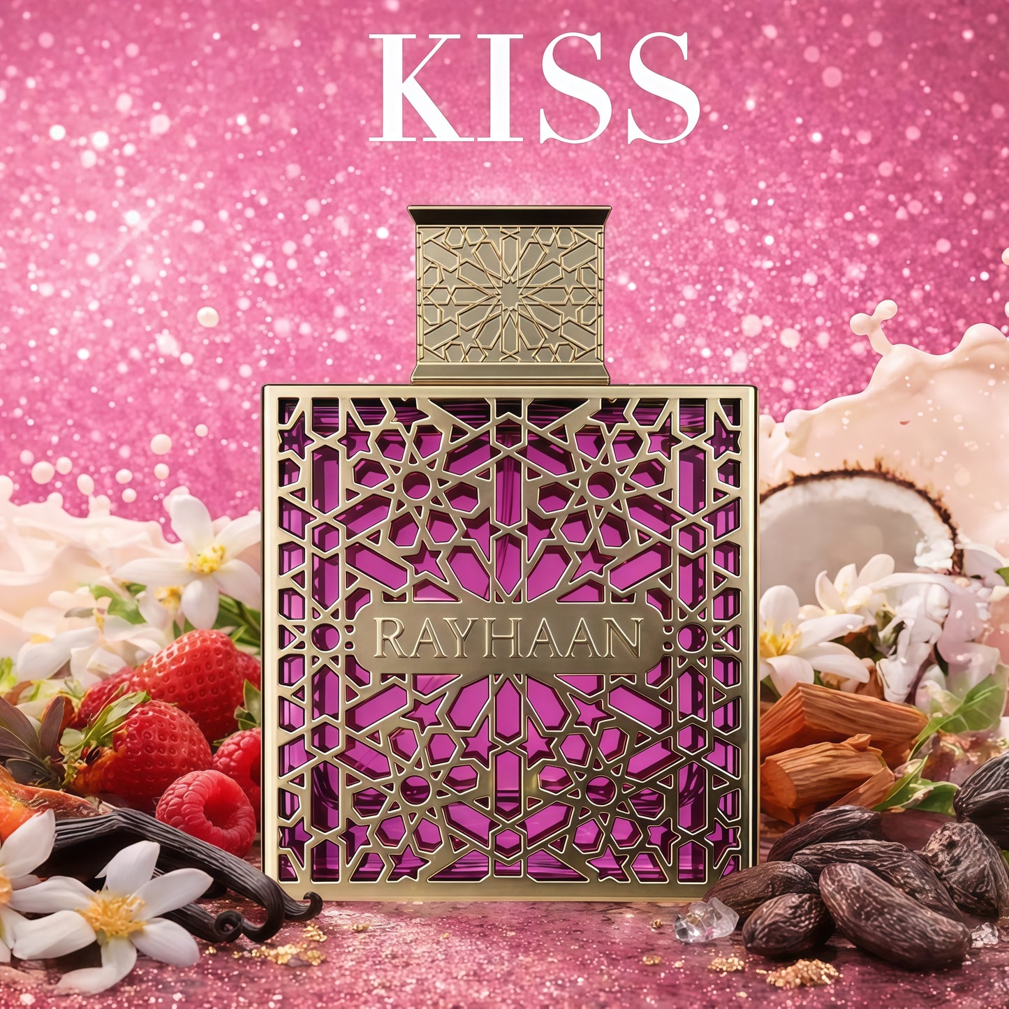 Rayhaan Kiss Eau de Parfum para Mujer 100 Ml Fragancia Oriental Dulce y Sensual con Notas de Avellana Coco y Jazmín