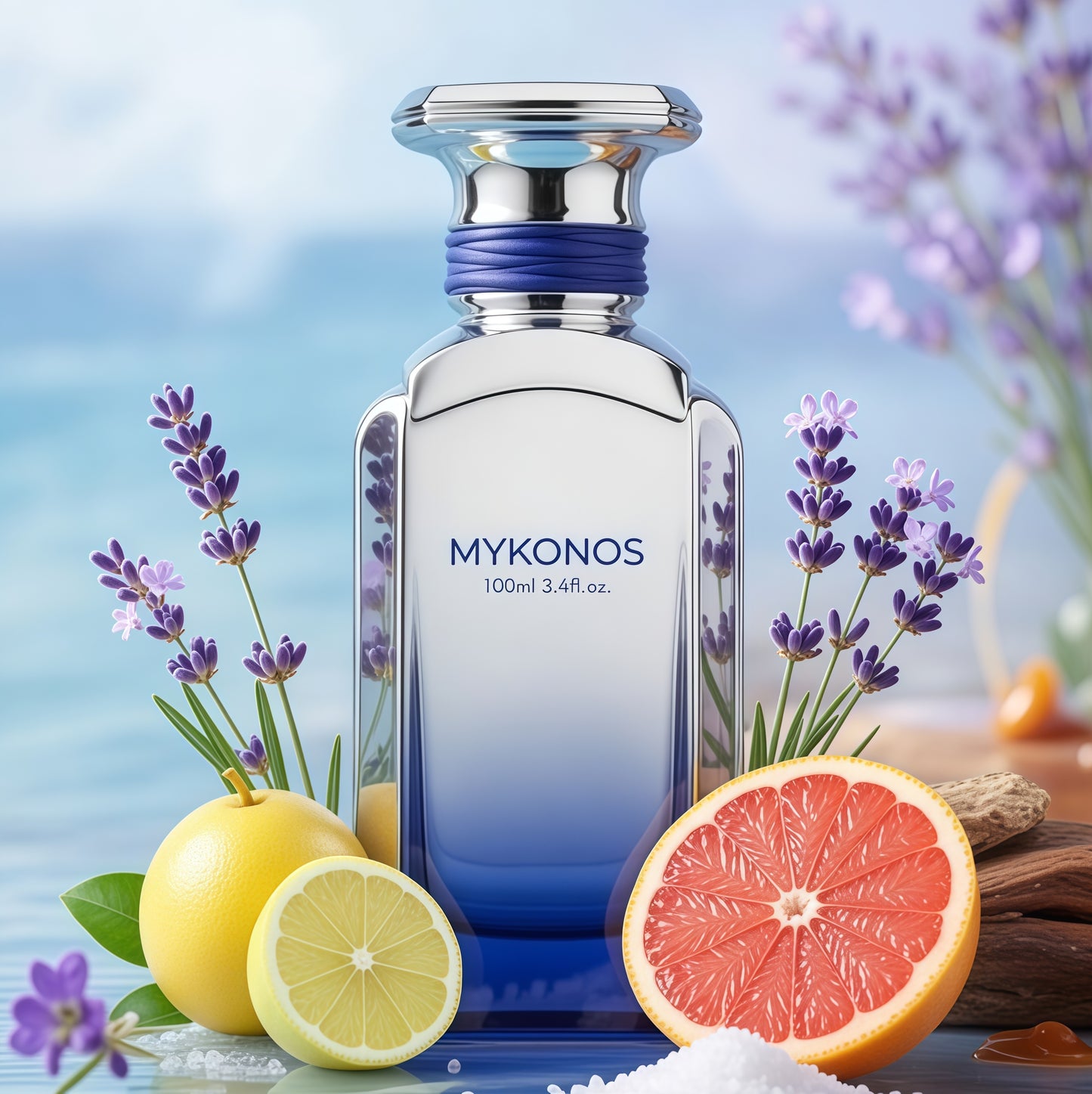 Mykonos California BLUE 100ml Extrait de Parfum Unisex Fragancia Marina Fresca y Amaderada con Notas de Cítricos y Flores Acuáticas