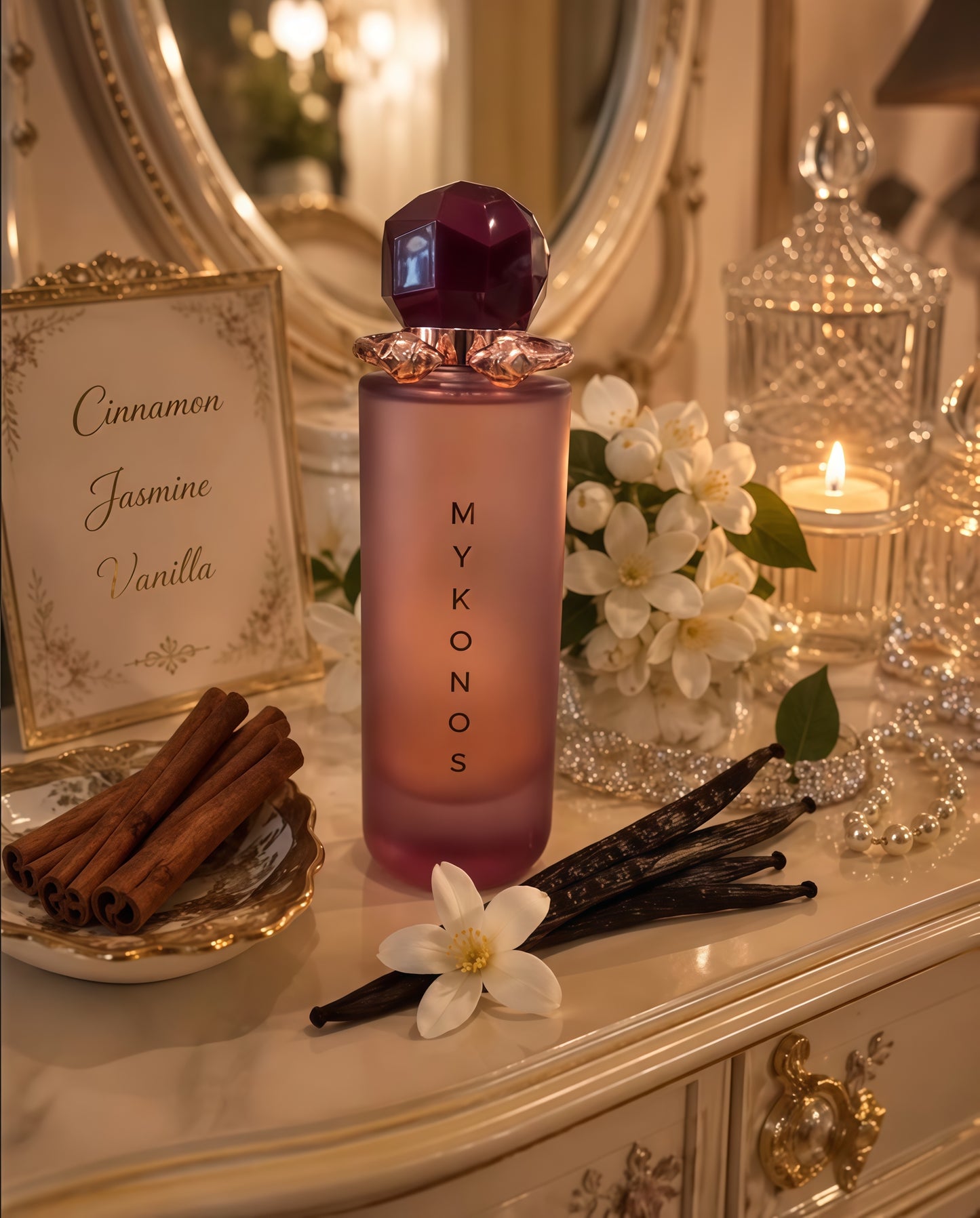 Mykonos Aphrodite Extrait de Parfum Mujer 100 ml Fragancia Oriental Amaderada y Vainilla Intensa y Elegante para Noches Especiales