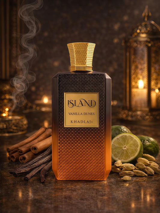 Khadlaj Perfumes Island Vanilla Dunes Fragancia Oriental Vainilla para Hombres y Mujeres Notas de Vainilla Canela y Cardamomo