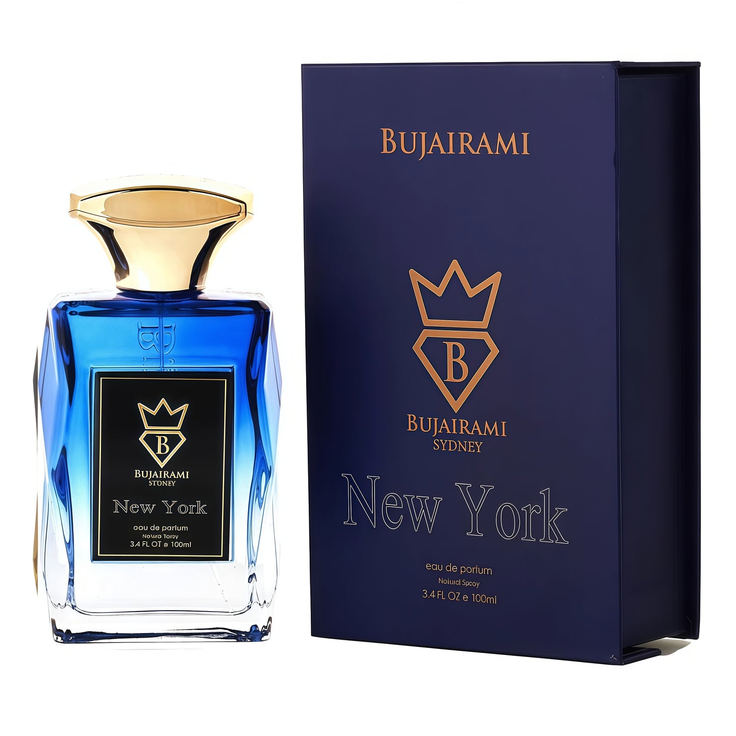 Bujairami New York Eau de Parfum Hombre 100 ml Fragancia Amaderada Ambarada Moderna para Hombres Elegantes y Sofisticados